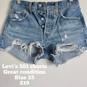 Levi's Light Blue Button-Fly Jean Shorts